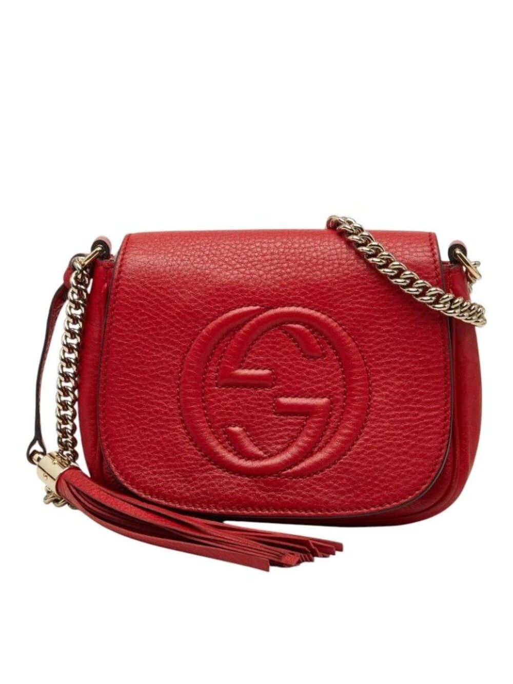 Gucci Soho Interlocking Chain Shoulder Bag Red Leather - Picture 1 of 10